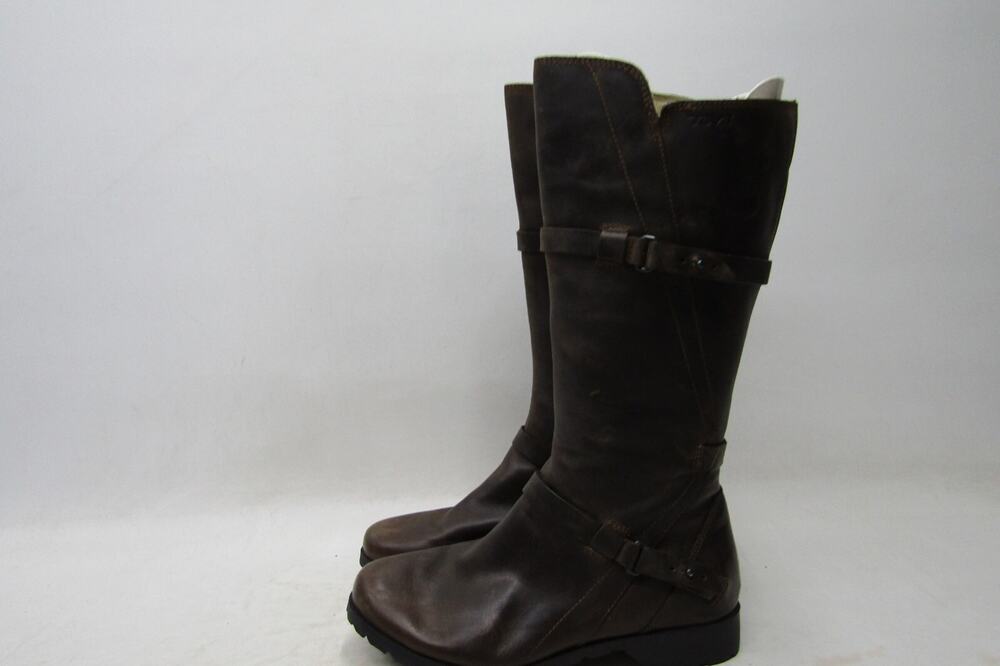 TEVA Womens Size 7.5 M Brown Leather Zip Buckle 13" Shaft Fashion Boots Bootie